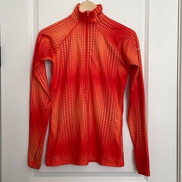 Nike Pro Women’s 1/2 Zip Popover Jacket Orange M - Picture 1 of 7